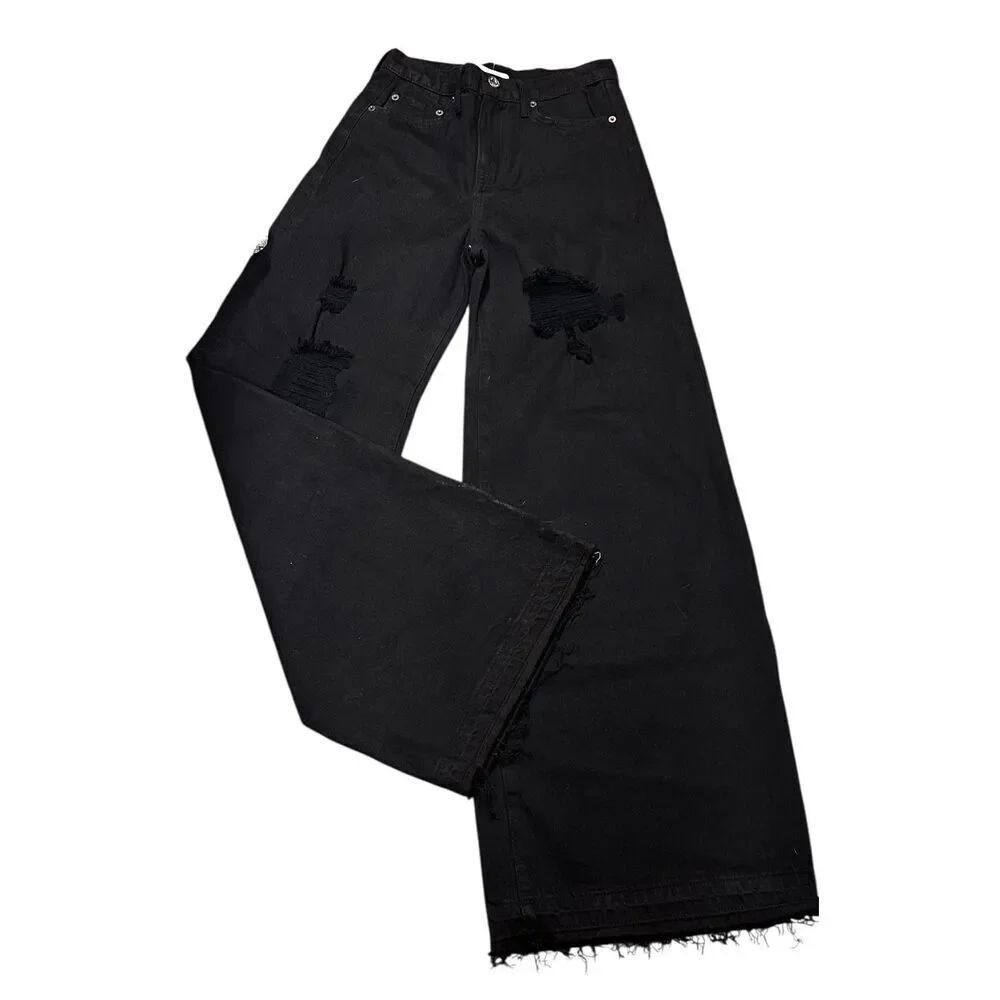 NSF 100% Cotton Distressed Jean in Black New With Tags Size 26